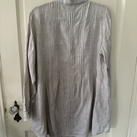 Yuvita Oversized Natural Linen Button-Up Shirt, L - Picture 3 of 9